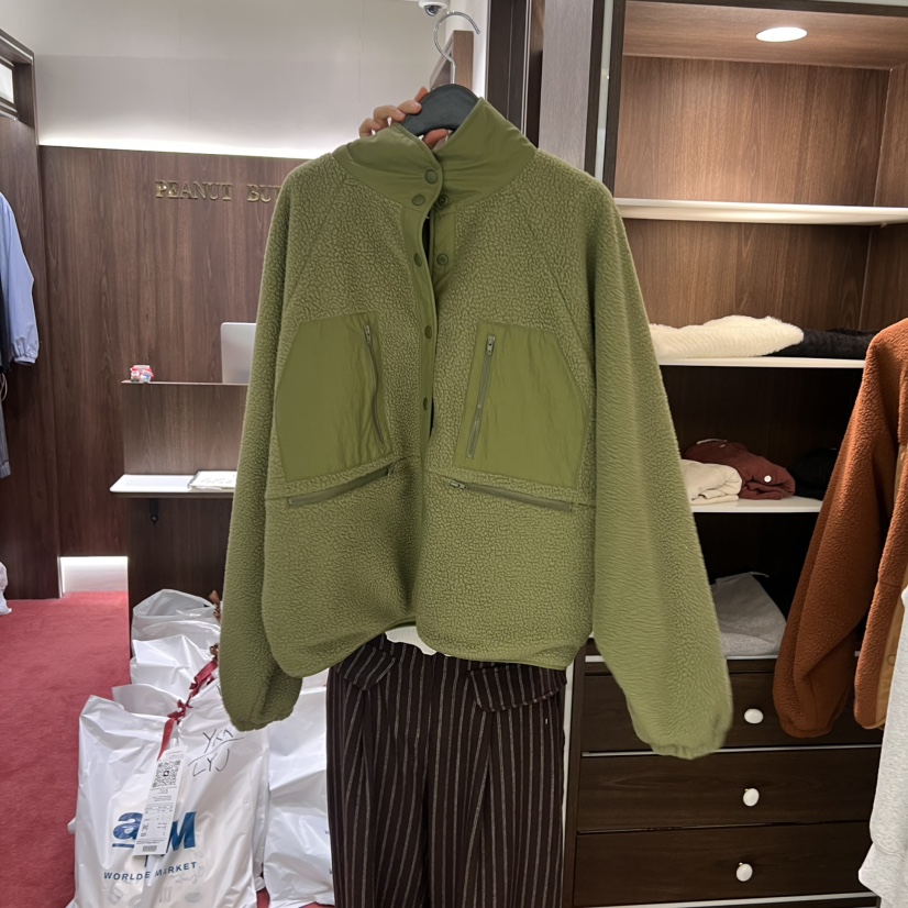 PEANUT BUTTER東大門直郵㊣女士新款26春夏休閑夾克口袋抓絨PEANUT BUTTER夾克圖色2