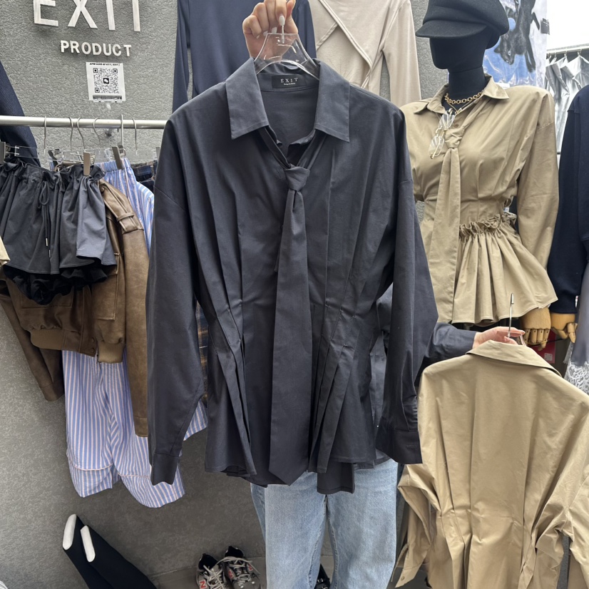 EXIT韓國代購㊣女裝新款推薦職業時尚襯衫蕾絲衫蝴蝶結春款EXIT襯衫/蕾絲衫圖色2