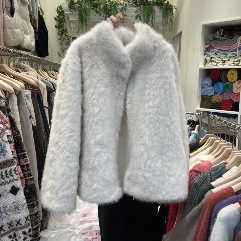 ONE MONE韓國直郵㊣女士新品熱賣推薦26春夏休閑短款大衣貂皮ONE MONE短款大衣圖色2