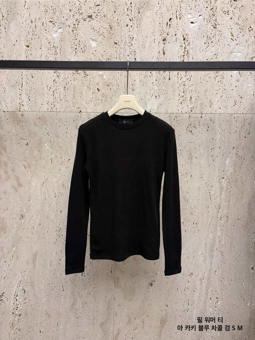 BLOSSOM韓國代購㊣女士新品熱賣時尚人氣職業真品26春夏長袖T恤BLOSSOM長袖T恤圖色5黑色