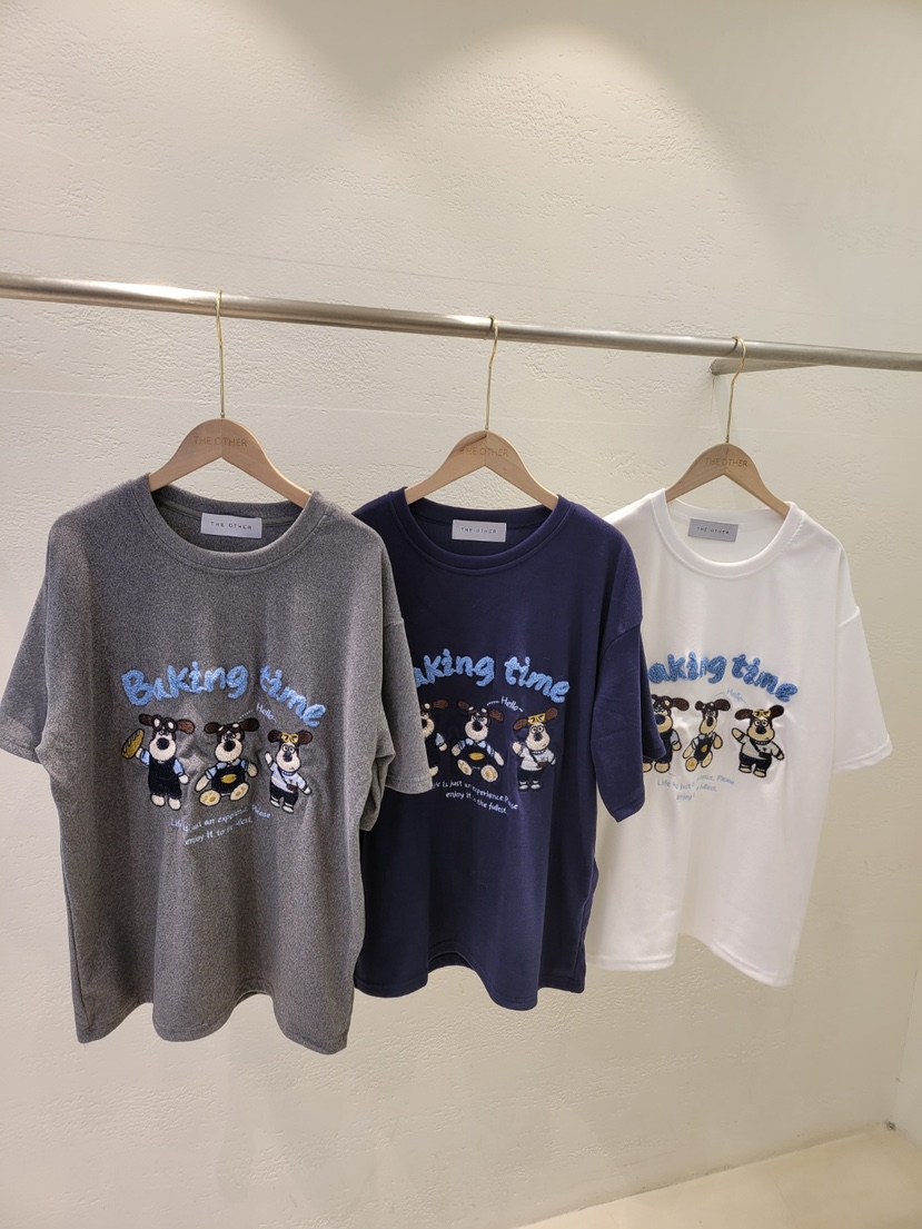 THE OTHER韓國直郵㊣女裝新品熱賣26春夏休閑T恤泰迪熊刺繡THE OTHERT恤