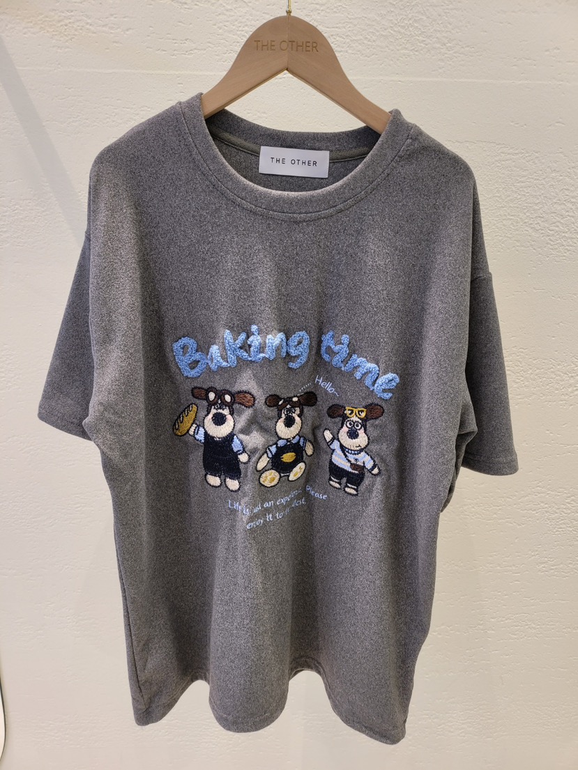 THE OTHER韓國直郵㊣女裝新品熱賣26春夏休閑T恤泰迪熊刺繡THE OTHERT恤圖色1