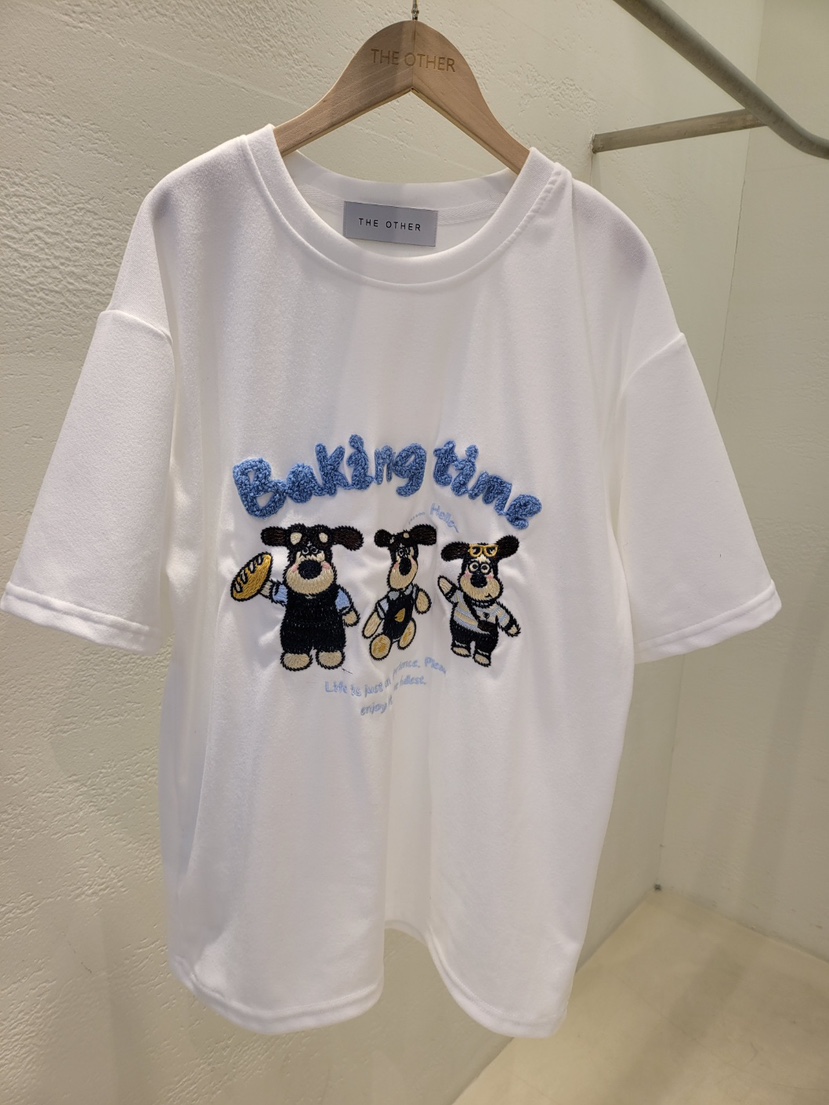 THE OTHER韓國直郵㊣女裝新品熱賣26春夏休閑T恤泰迪熊刺繡THE OTHERT恤圖色2