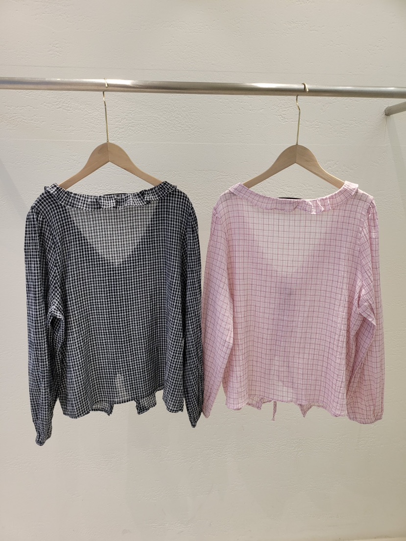 THE OTHER韓國直郵㊣女裝新品人氣職業時尚襯衫蕾絲衫格紋THE OTHER襯衫/蕾絲衫