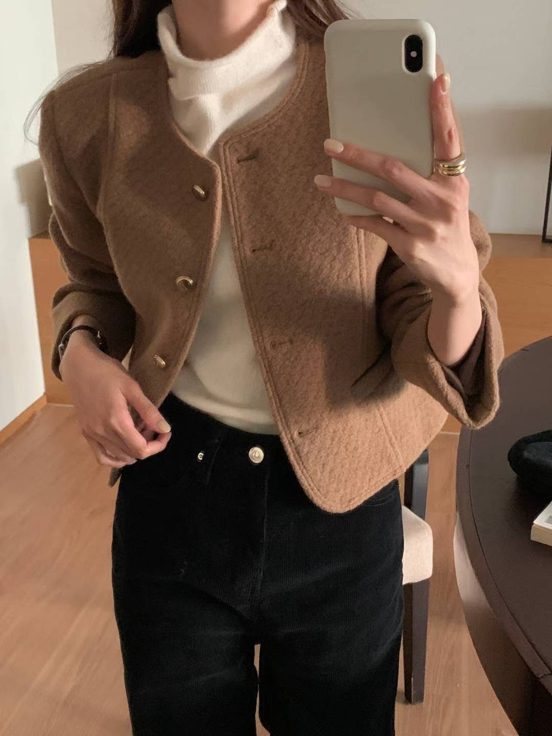 FLUTTER㊣東大門實拍女士新品職業熱賣人氣真品夾克粗花呢羊毛FLUTTER/INOUF夾克