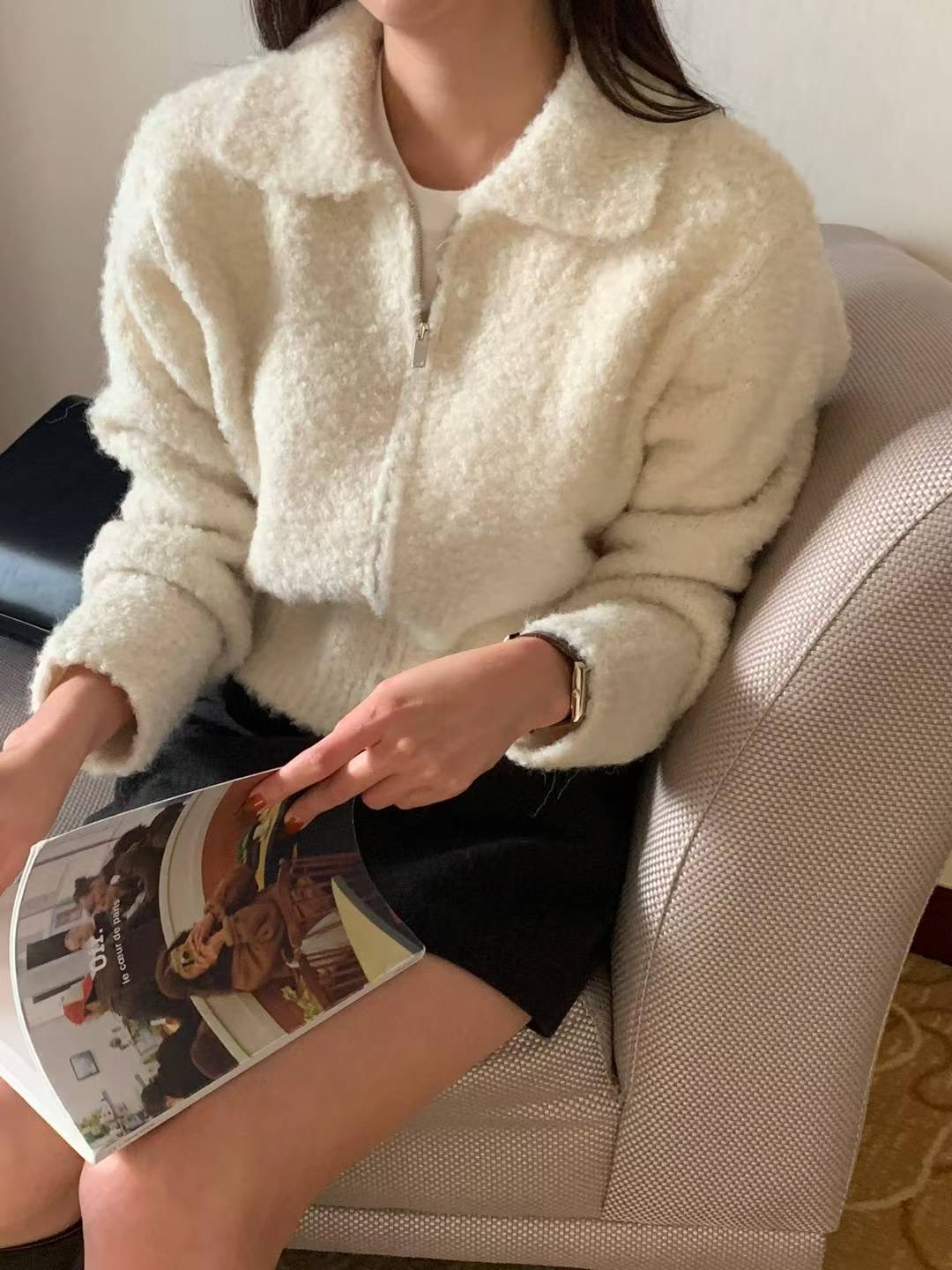 FLUTTER韓國代購㊣女士新品人氣時尚推薦休閑職業針織衫拉鏈FLUTTER/INOUF針織衫圖色1