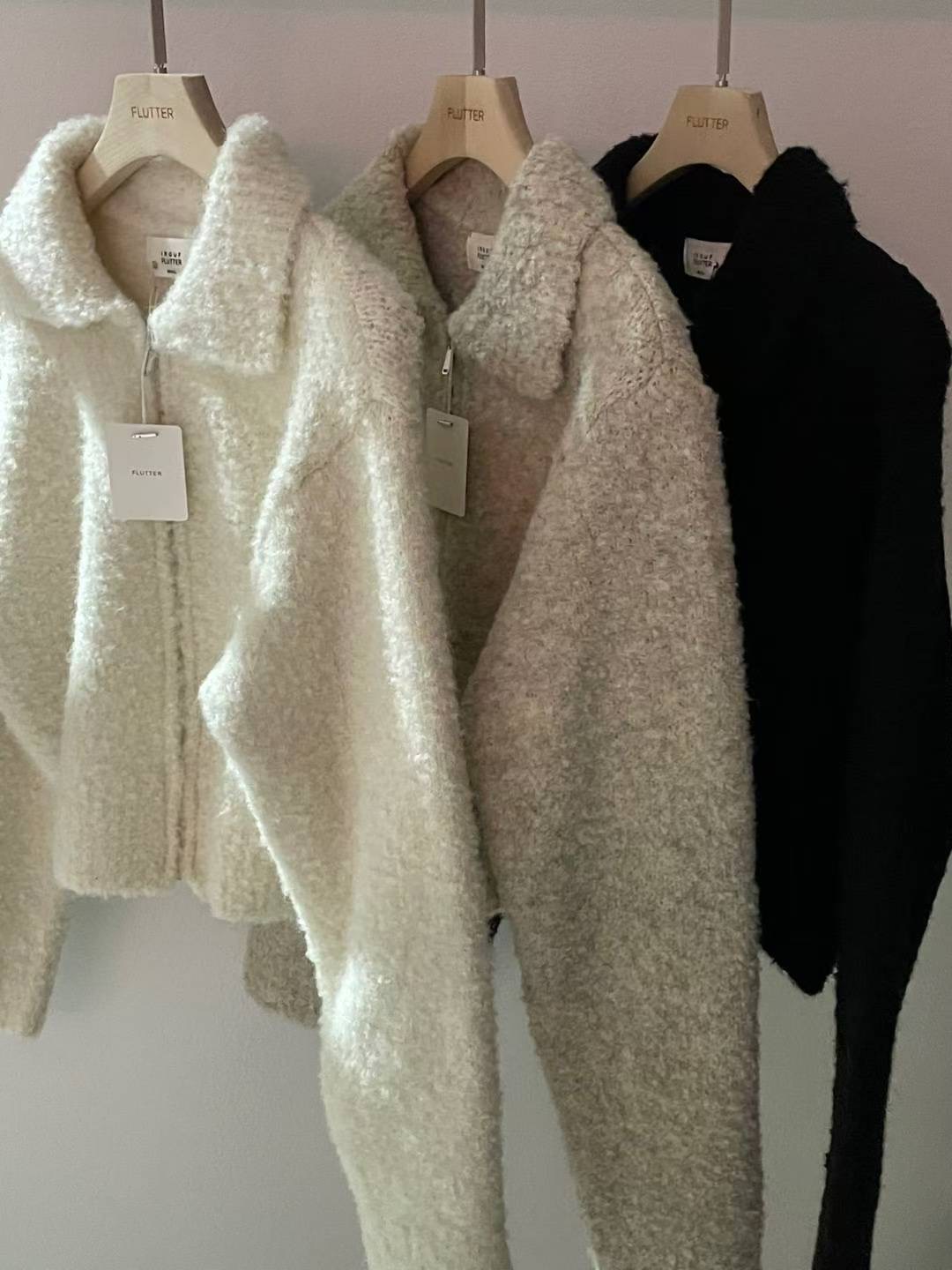 FLUTTER韓國代購㊣女士新品人氣時尚推薦休閑職業針織衫拉鏈FLUTTER/INOUF針織衫圖色3左三色