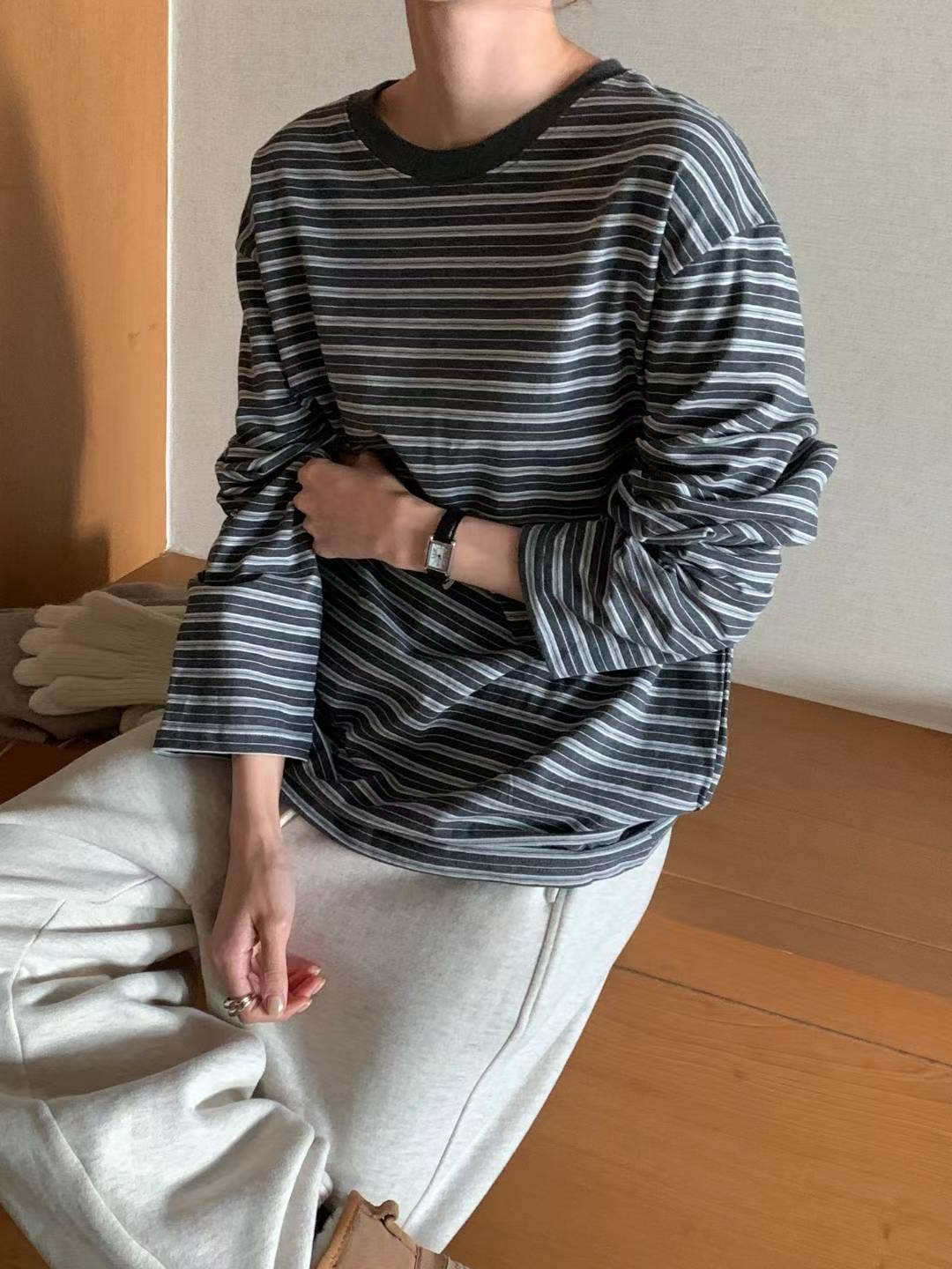 FLUTTER㊣東大門代購女裝新款26春夏推薦熱賣人氣真品長袖T恤FLUTTER/INOUF長袖T恤圖色1