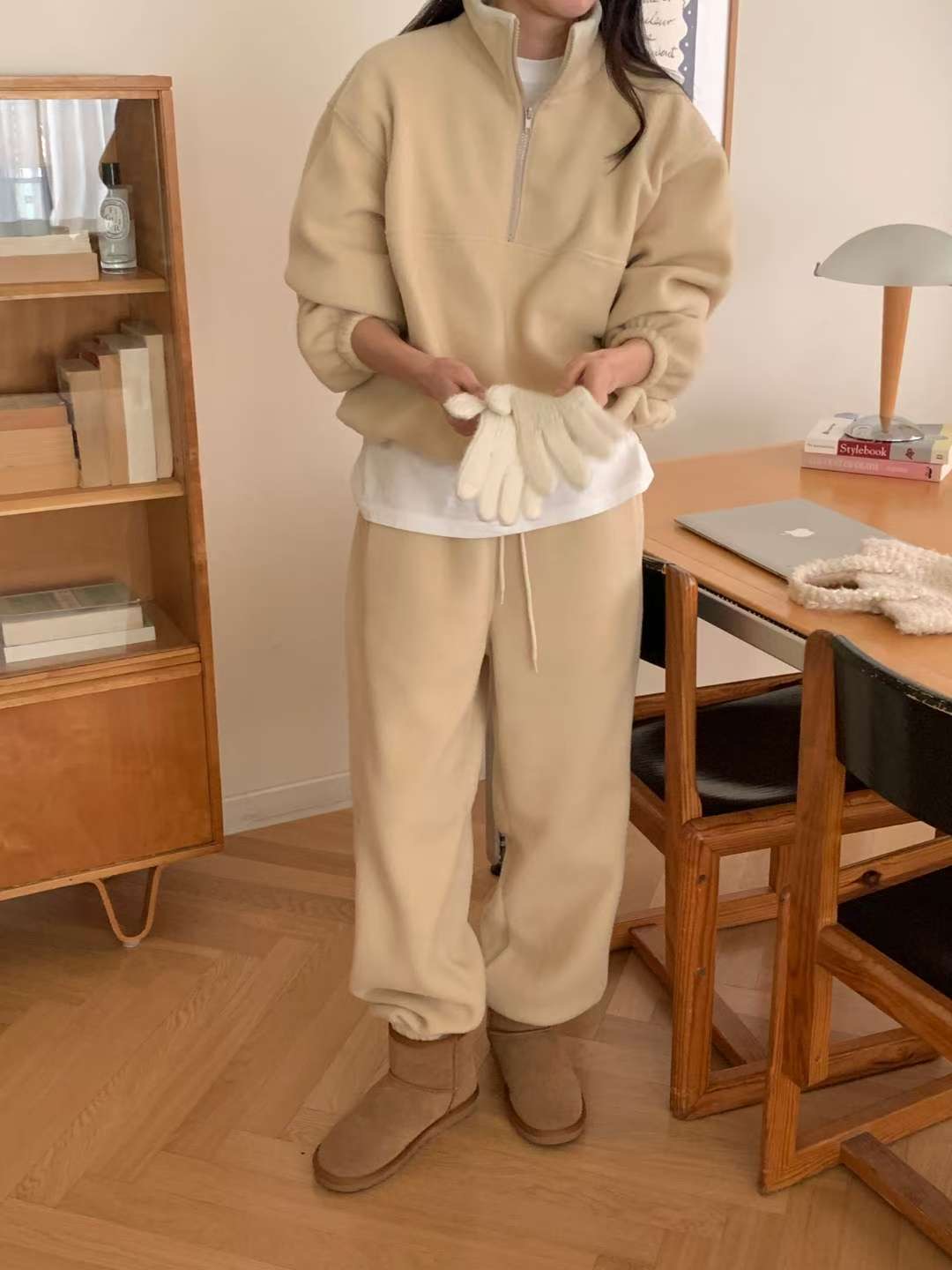 FLUTTER㊣東大門實拍女士新款熱賣推薦時尚休閑休閑褲抓絨柔軟FLUTTER/INOUF休閑褲