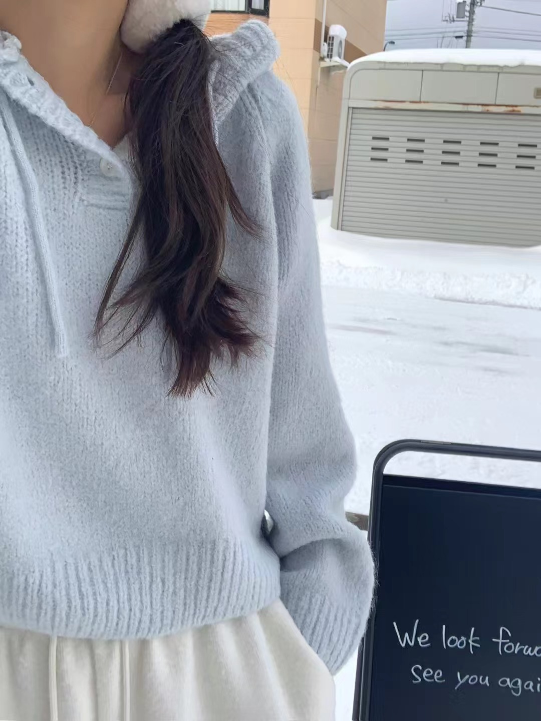LITER㊣東大門代購女士新款推薦熱賣針織衫連帽針織衫羊駝毛LITER針織衫