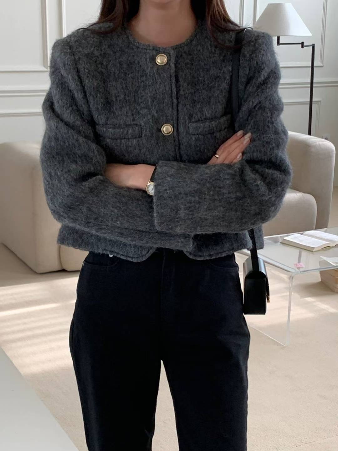 FLUTTER㊣東大門實拍女士新品真品26春夏職業時尚夾克馬海毛FLUTTER/INOUF夾克