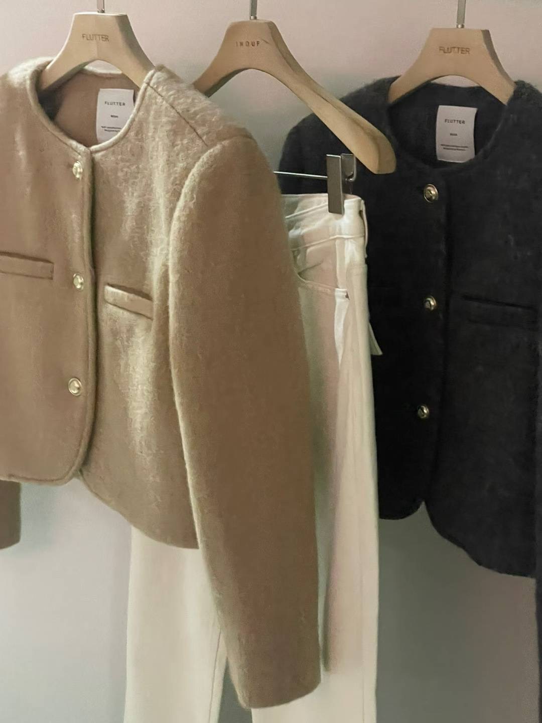 FLUTTER㊣東大門實拍女士新品真品26春夏職業時尚夾克馬海毛FLUTTER/INOUF夾克