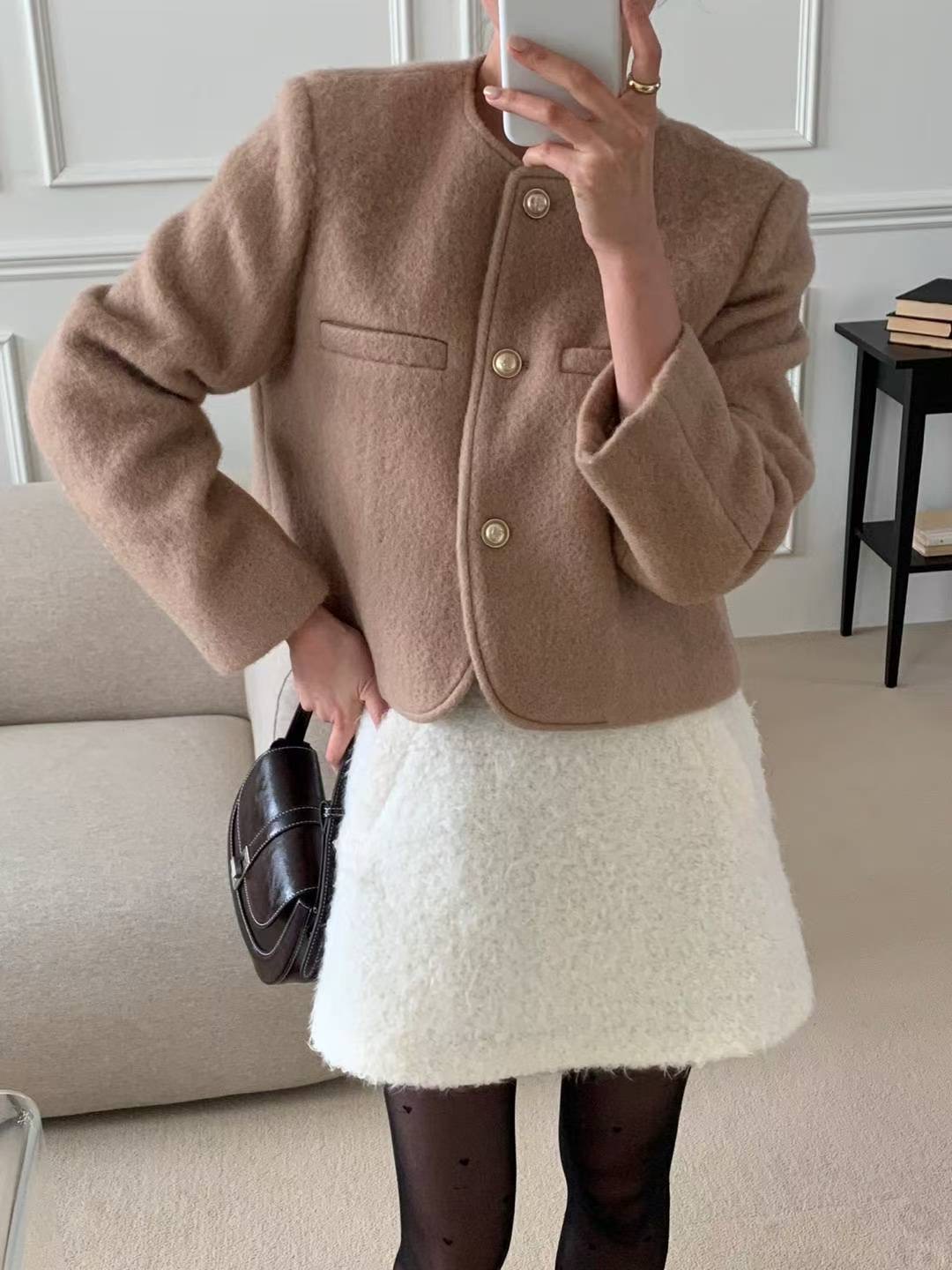 FLUTTER㊣東大門實拍女士新品真品26春夏職業時尚夾克馬海毛FLUTTER/INOUF夾克圖色1