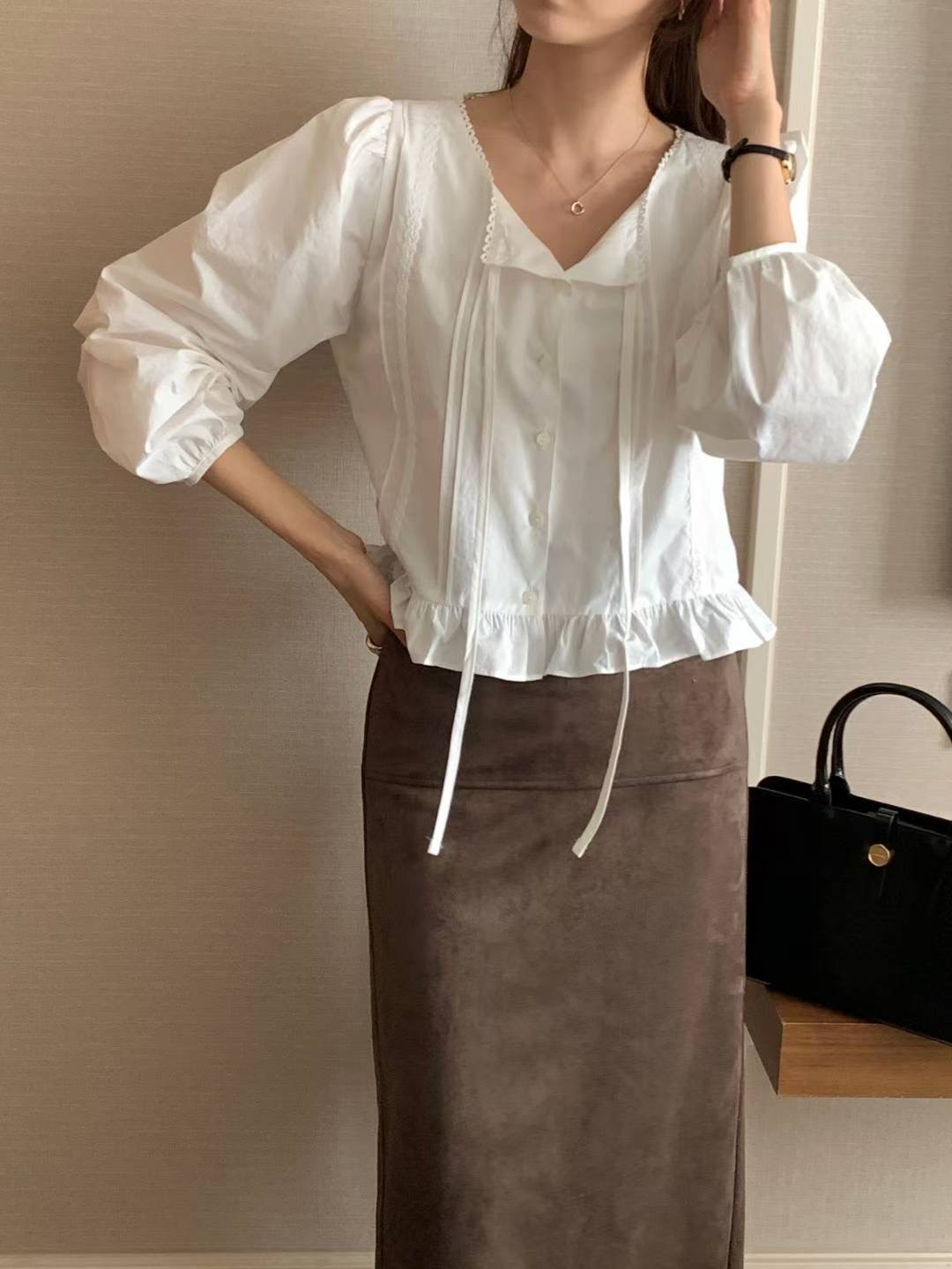 FLUTTER韓國直郵㊣女裝新款人氣推薦真品職業熱賣襯衫蕾絲衫FLUTTER/INOUF襯衫/蕾絲衫