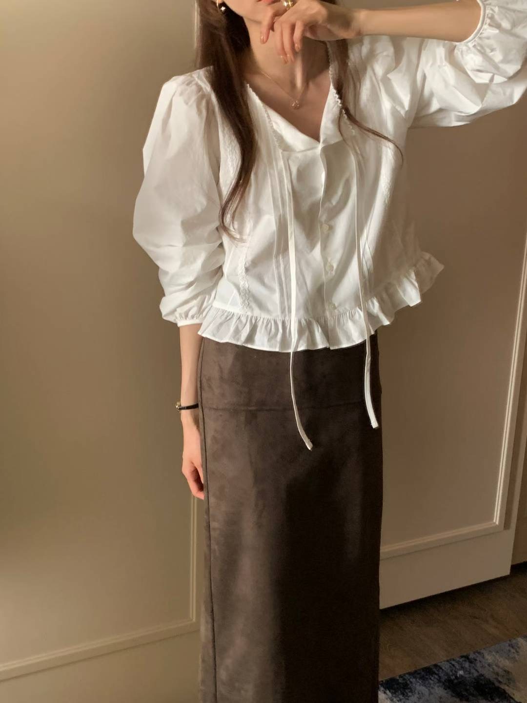 FLUTTER韓國直郵㊣女裝新款人氣推薦真品職業熱賣襯衫蕾絲衫FLUTTER/INOUF襯衫/蕾絲衫