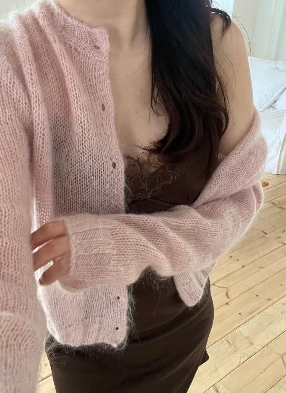 LOVEUS韓國代購㊣女士新品職業人氣休閑推薦時尚針織衫馬海毛LOVEUS針織衫圖色1