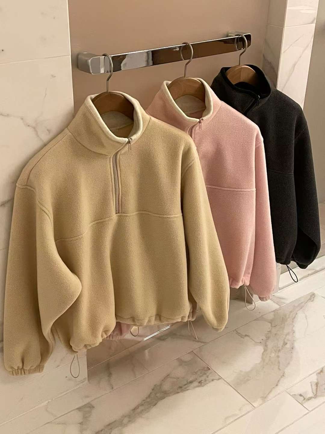 FLUTTER韓國代購㊣女士新品推薦休閑26春夏衛衣抓絨拉鏈柔軟FLUTTER/INOUF衛衣圖色2左二色