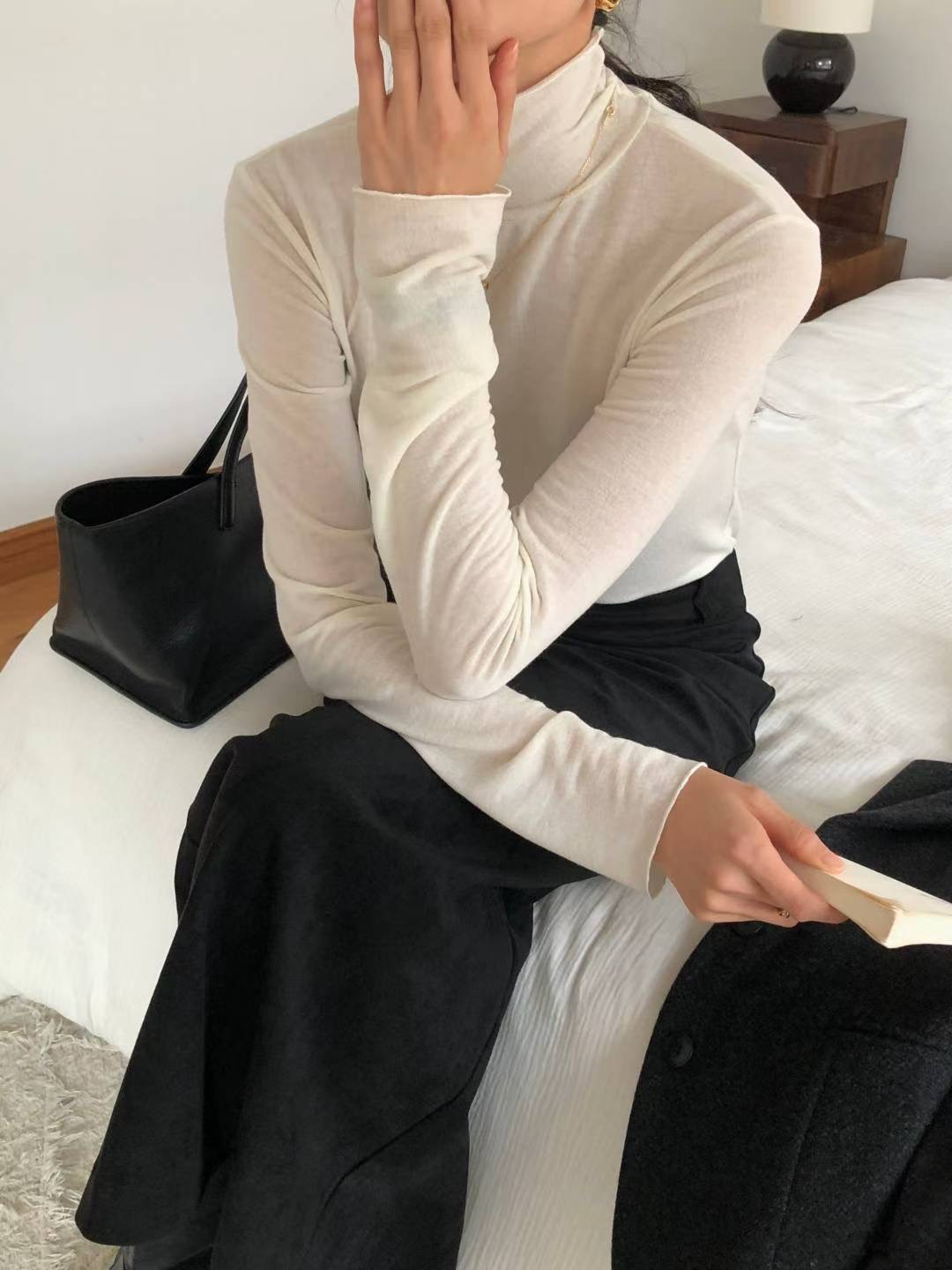 FLUTTER東大門㊣直郵女裝新款推薦休閑職業人氣25秋冬長袖T恤FLUTTER/INOUF長袖T恤