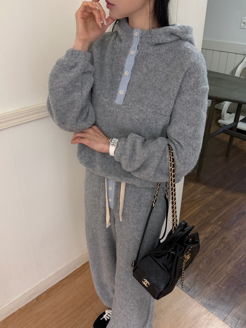 MARKE-P東大門直郵㊣女士新款26春夏衛衣泰迪熊連帽衫紐扣MARKE-P衛衣