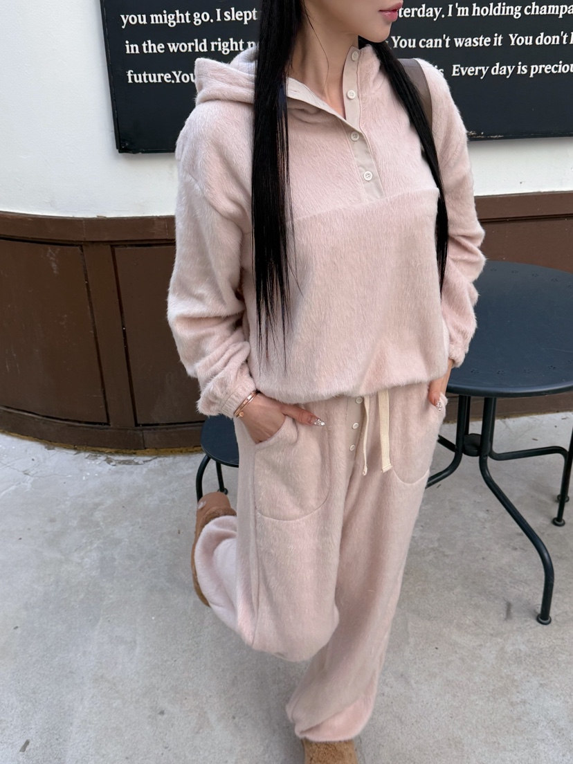 MARKE-P東大門直郵㊣女士新款26春夏衛衣泰迪熊連帽衫紐扣MARKE-P衛衣