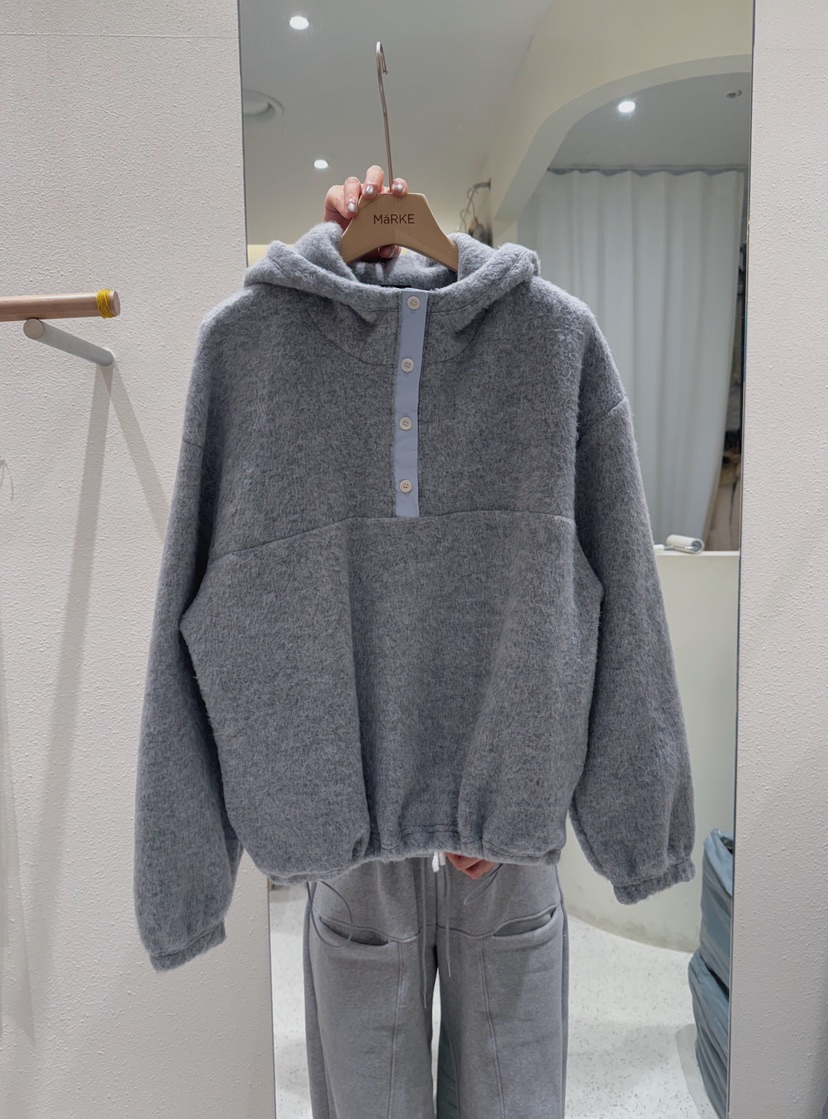 MARKE-P東大門直郵㊣女士新款26春夏衛衣泰迪熊連帽衫紐扣MARKE-P衛衣圖色3