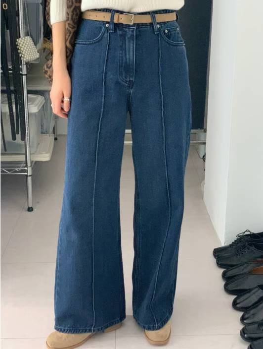 BEE韓國直郵㊣女裝新款人氣真品熱賣職業休閑牛仔褲不含腰帶BEE牛仔褲圖色1