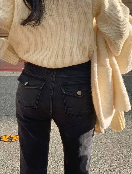 BEE東大門直郵㊣女裝新款休閑26春夏熱賣職業時尚牛仔褲抓絨BEE牛仔褲