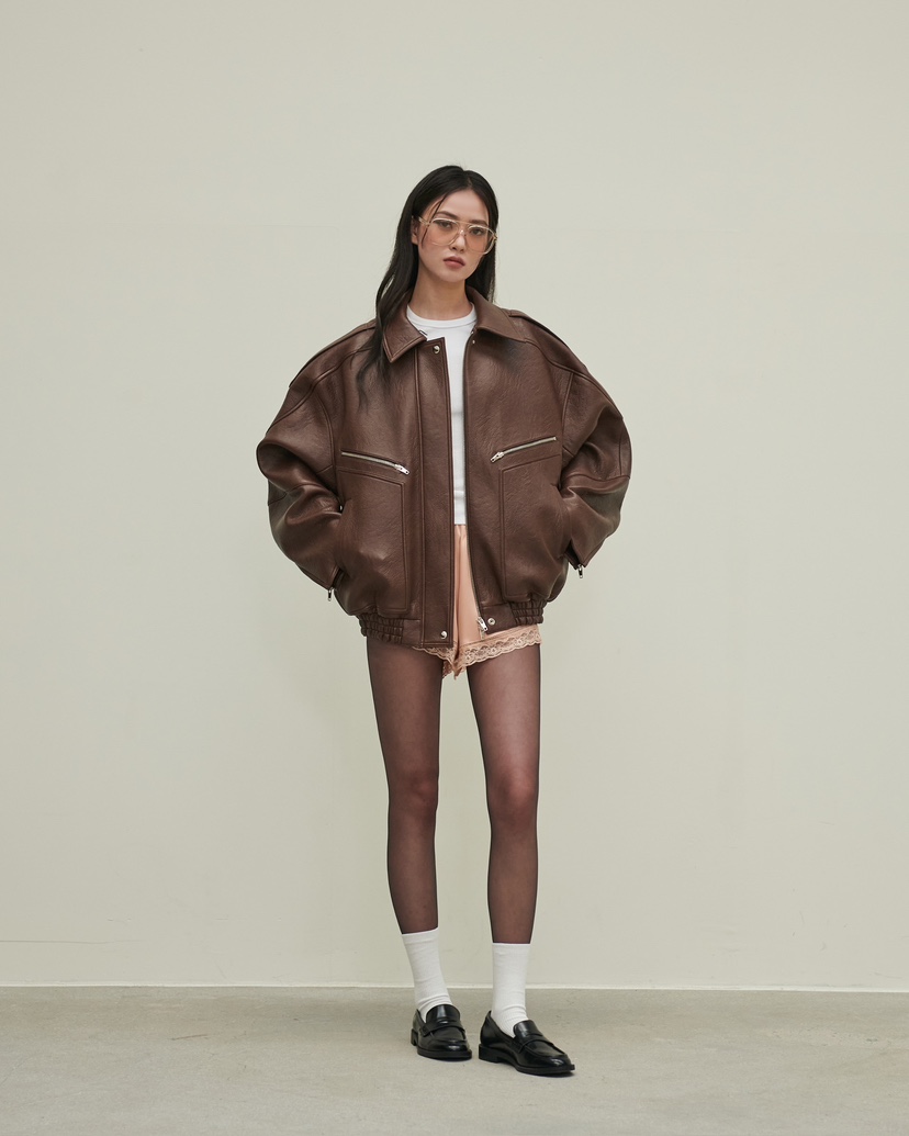 STAGE㊣東大門代購女士新款真品人氣推薦26春夏休閑夾克皮革STAGE夾克