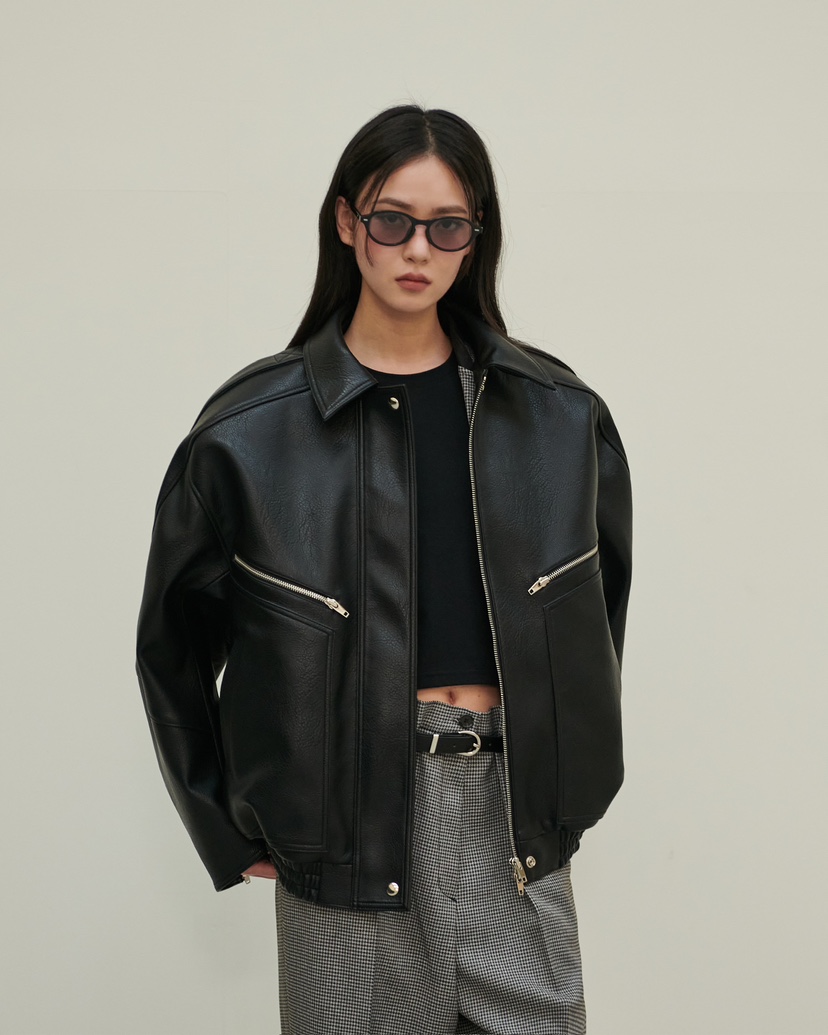 STAGE㊣東大門代購女士新款真品人氣推薦26春夏休閑夾克皮革STAGE夾克