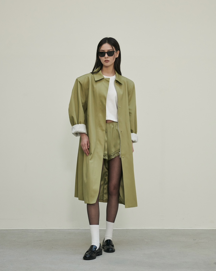 STAGE㊣東大門實拍女士新款人氣26春夏真品休閑推薦長款風衣STAGE長款風衣