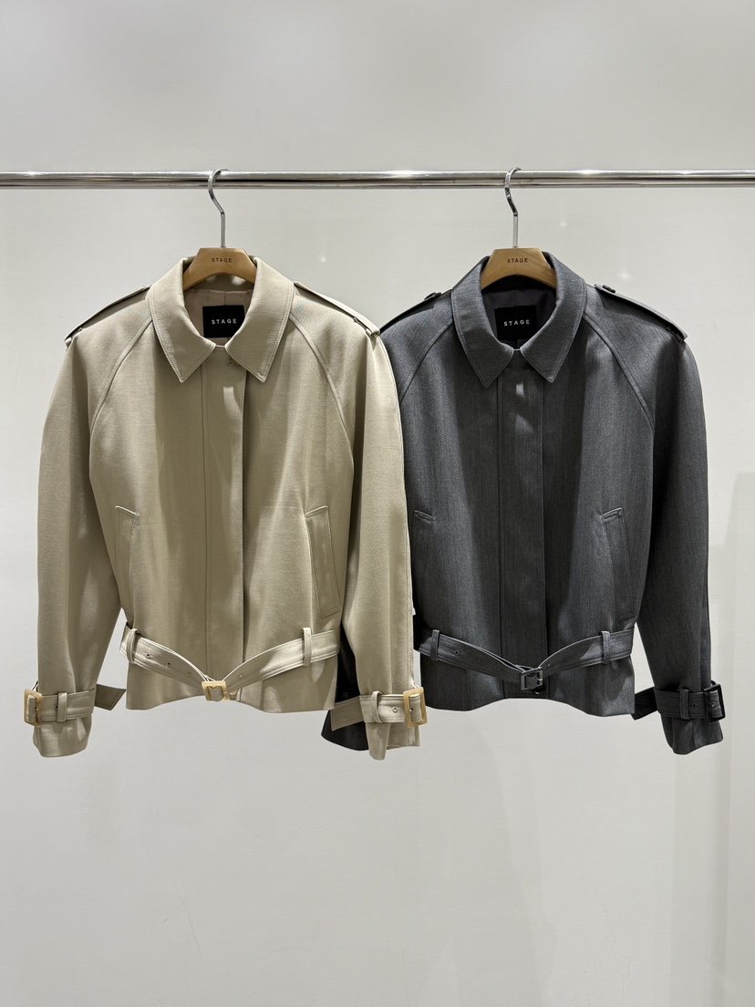 STAGE韓國直郵㊣女裝新品職業26春夏推薦人氣休閑夾克含腰帶STAGE夾克