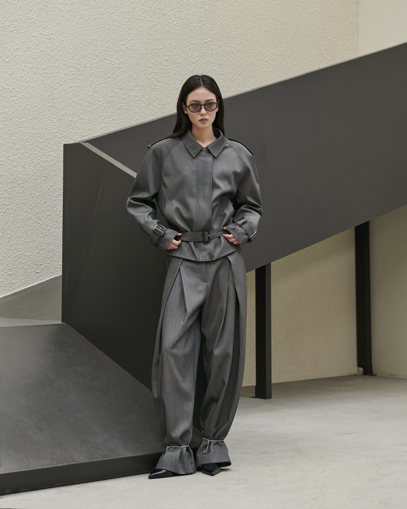 STAGE韓國直郵㊣女裝新品職業26春夏推薦人氣休閑夾克含腰帶STAGE夾克