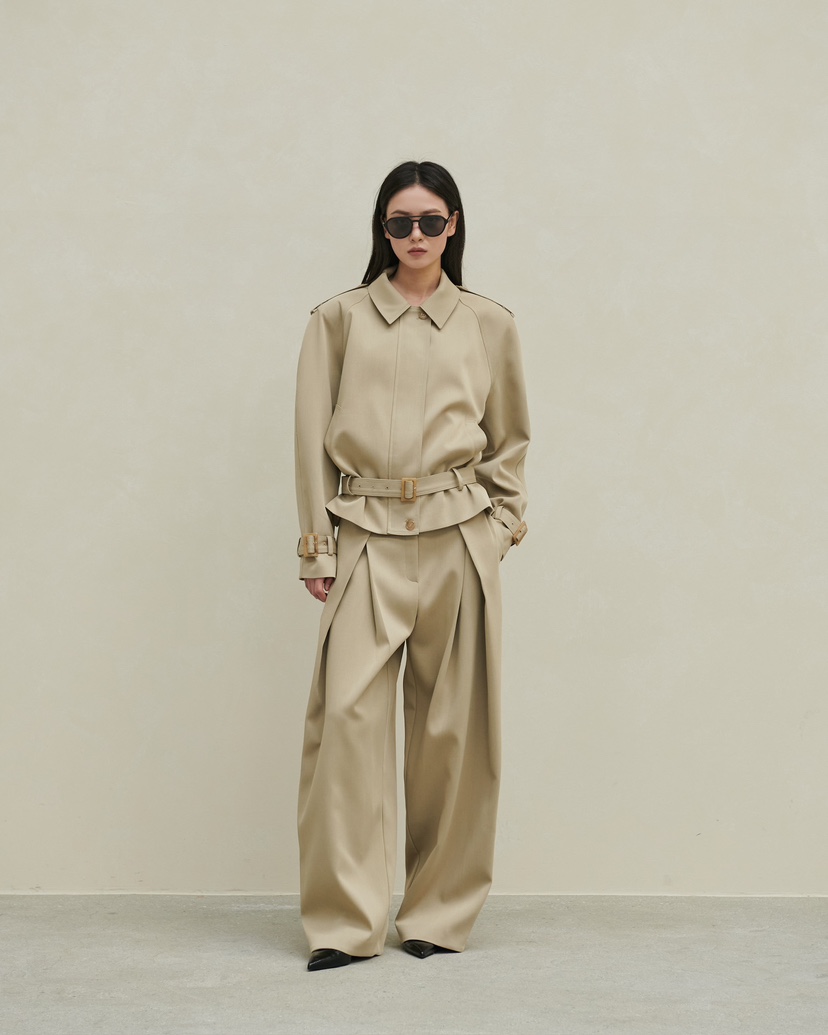 STAGE韓國直郵㊣女裝新品職業26春夏推薦人氣休閑夾克含腰帶STAGE夾克