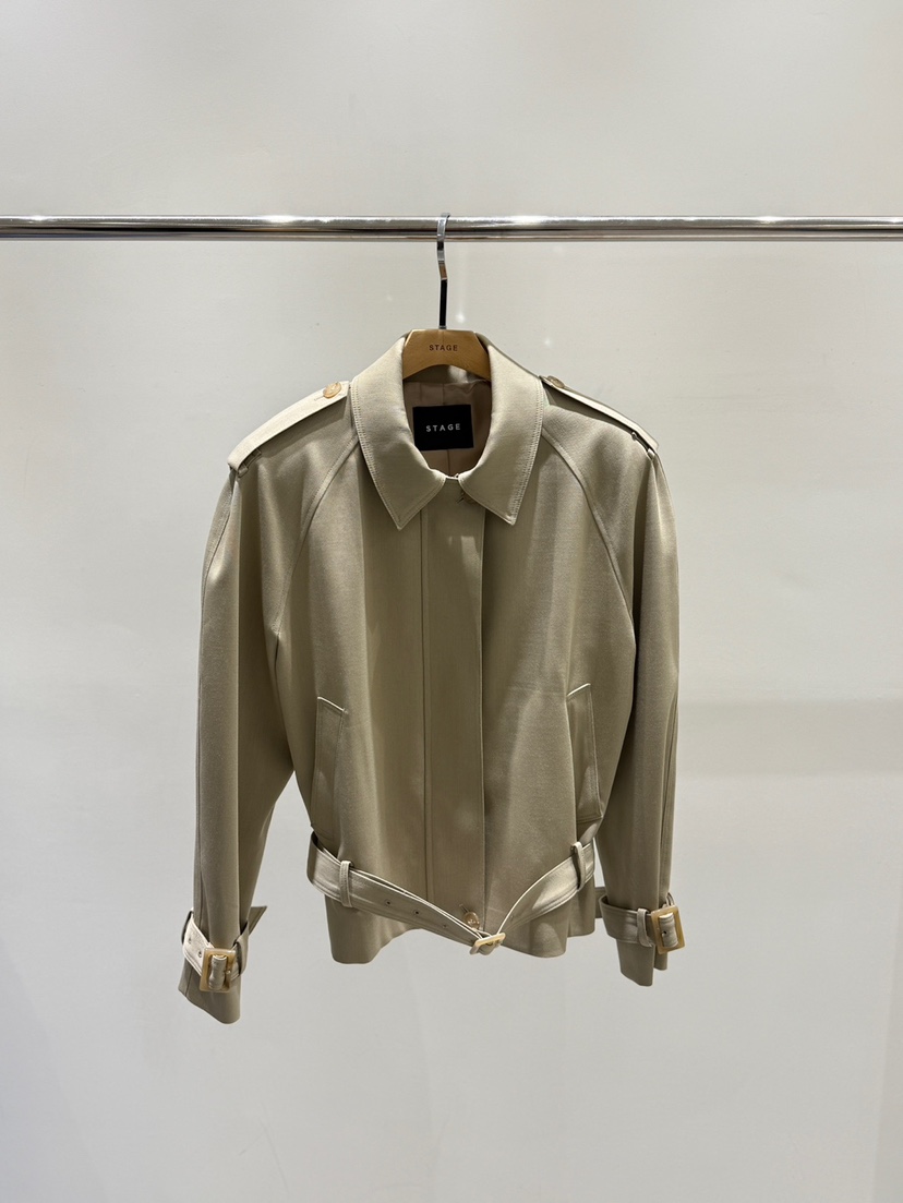 STAGE韓國直郵㊣女裝新品職業26春夏推薦人氣休閑夾克含腰帶STAGE夾克圖色2