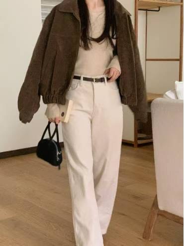 BEE㊣東大門實拍女士新款推薦休閑熱賣26春夏牛仔褲不含腰帶BEE牛仔褲圖色1