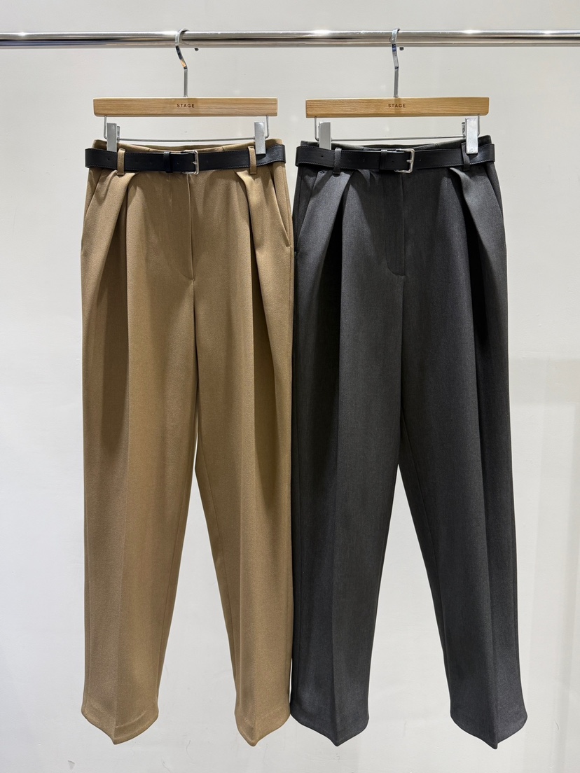 STAGE韓國直郵㊣女裝新款人氣推薦職業時尚真品休閑休閑褲腰帶STAGE休閑褲