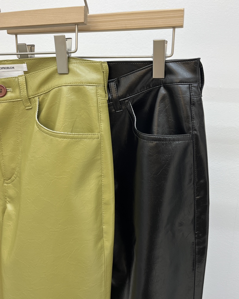 NOPROBLEM韓國直郵㊣女裝新款休閑熱賣人氣26春夏休閑褲Sale皮革NOPROBLEM休閑褲