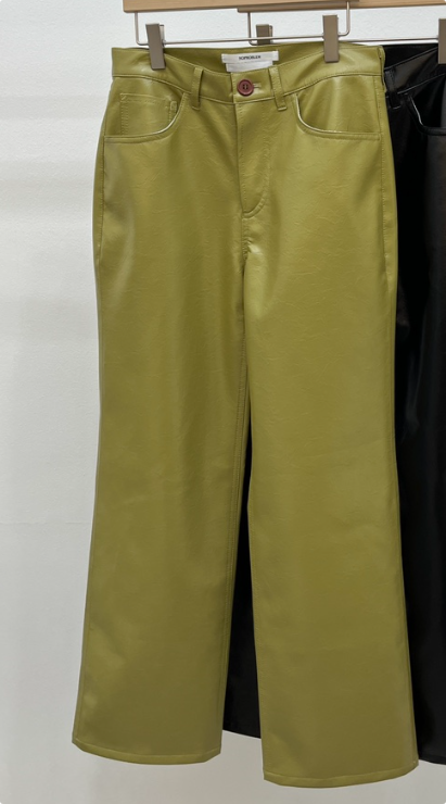 NOPROBLEM韓國直郵㊣女裝新款休閑熱賣人氣26春夏休閑褲Sale皮革NOPROBLEM休閑褲圖色1