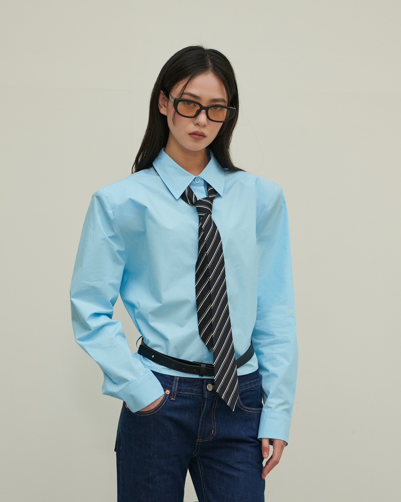 STAGE韓國代購㊣女裝新款職業真品時尚熱賣襯衫蕾絲衫含腰帶STAGE襯衫/蕾絲衫