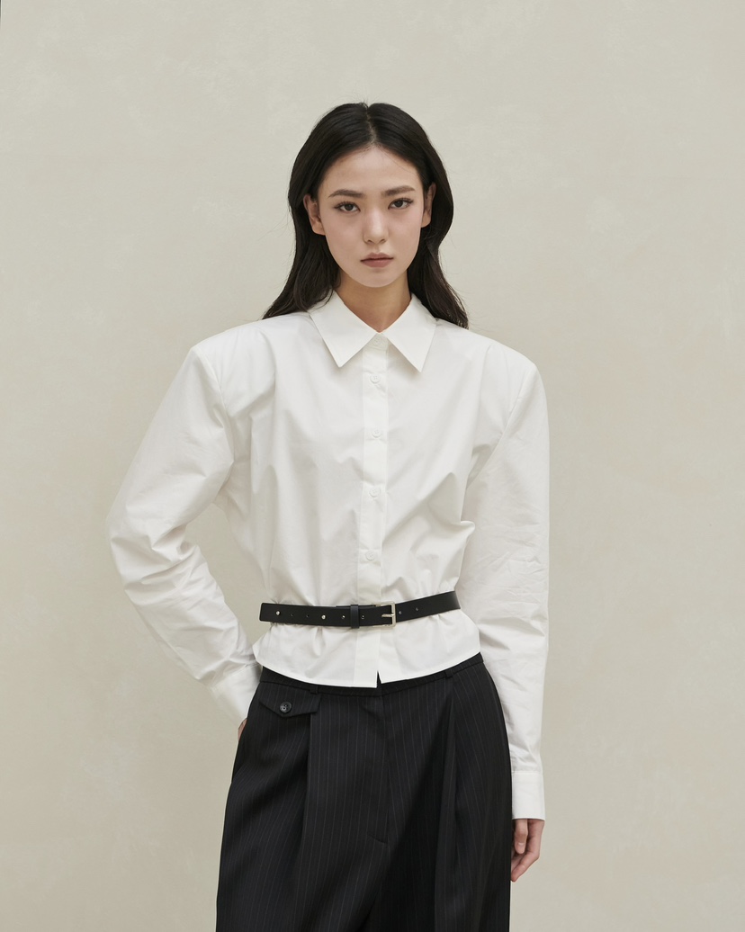 STAGE韓國代購㊣女裝新款職業真品時尚熱賣襯衫蕾絲衫含腰帶STAGE襯衫/蕾絲衫