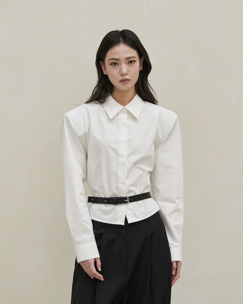 STAGE韓國代購㊣女裝新款職業真品時尚熱賣襯衫蕾絲衫含腰帶STAGE襯衫/蕾絲衫