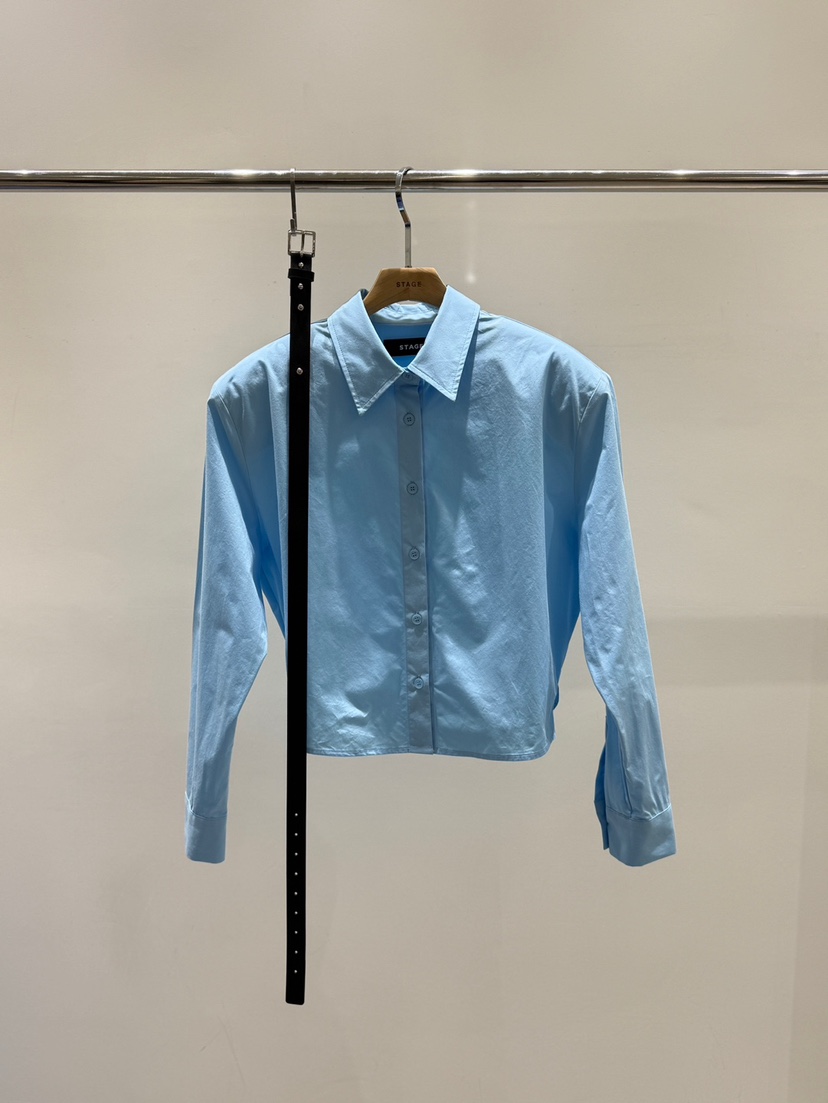 STAGE韓國代購㊣女裝新款職業真品時尚熱賣襯衫蕾絲衫含腰帶STAGE襯衫/蕾絲衫圖色1