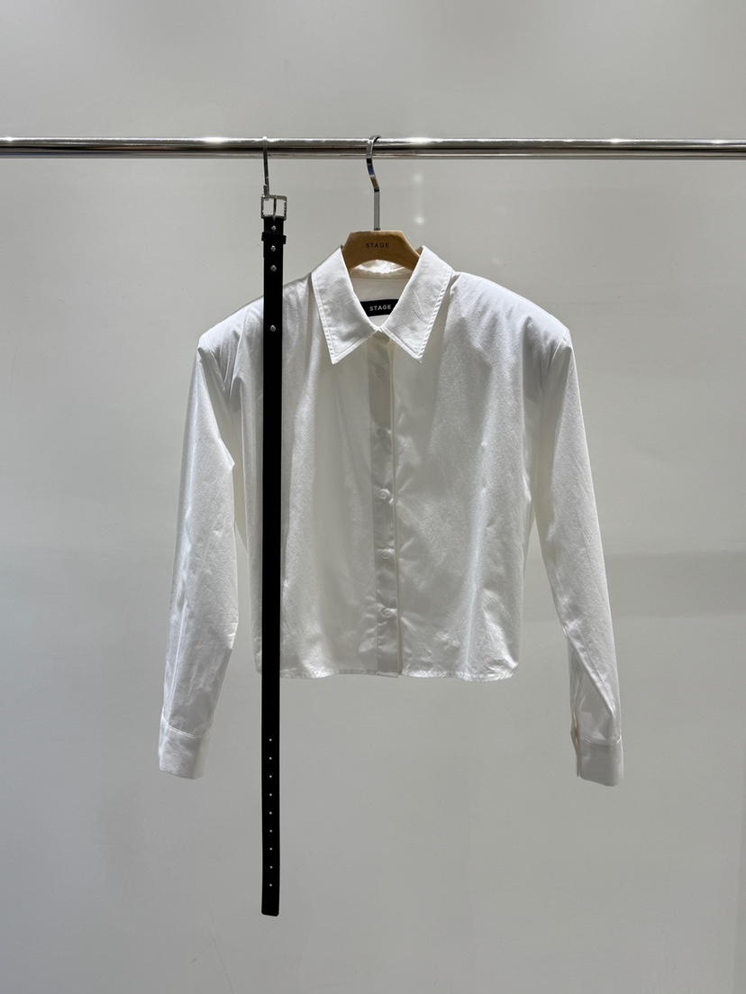 STAGE韓國代購㊣女裝新款職業真品時尚熱賣襯衫蕾絲衫含腰帶STAGE襯衫/蕾絲衫圖色2