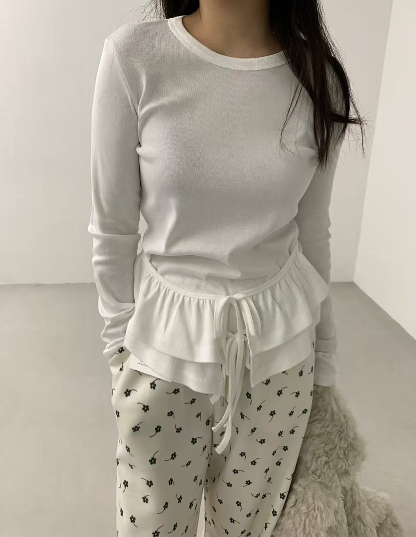 J CRANE-A韓國代購㊣女士新品熱賣人氣休閑26春夏長袖T恤褶皺J CRANE長袖T恤