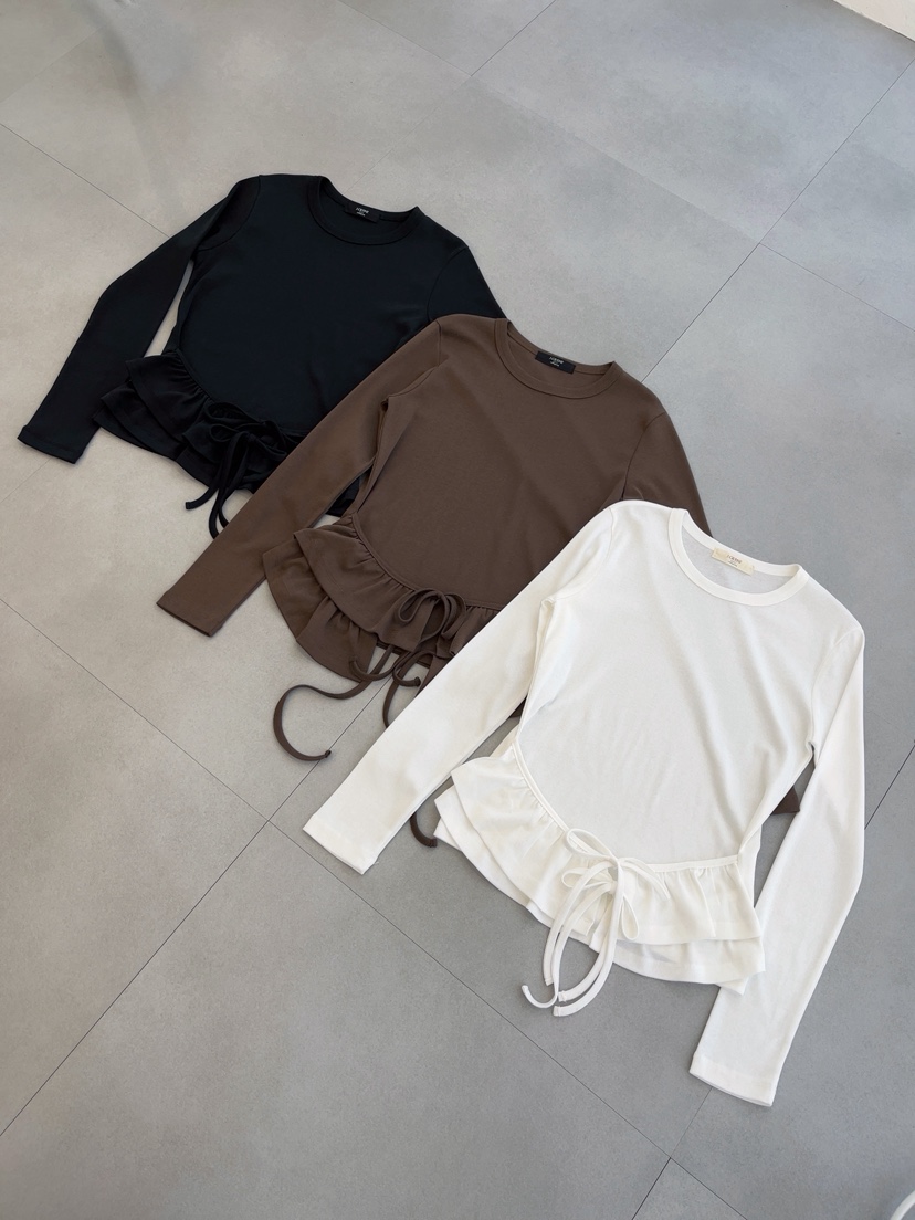 J CRANE-A韓國代購㊣女士新品熱賣人氣休閑26春夏長袖T恤褶皺J CRANE長袖T恤