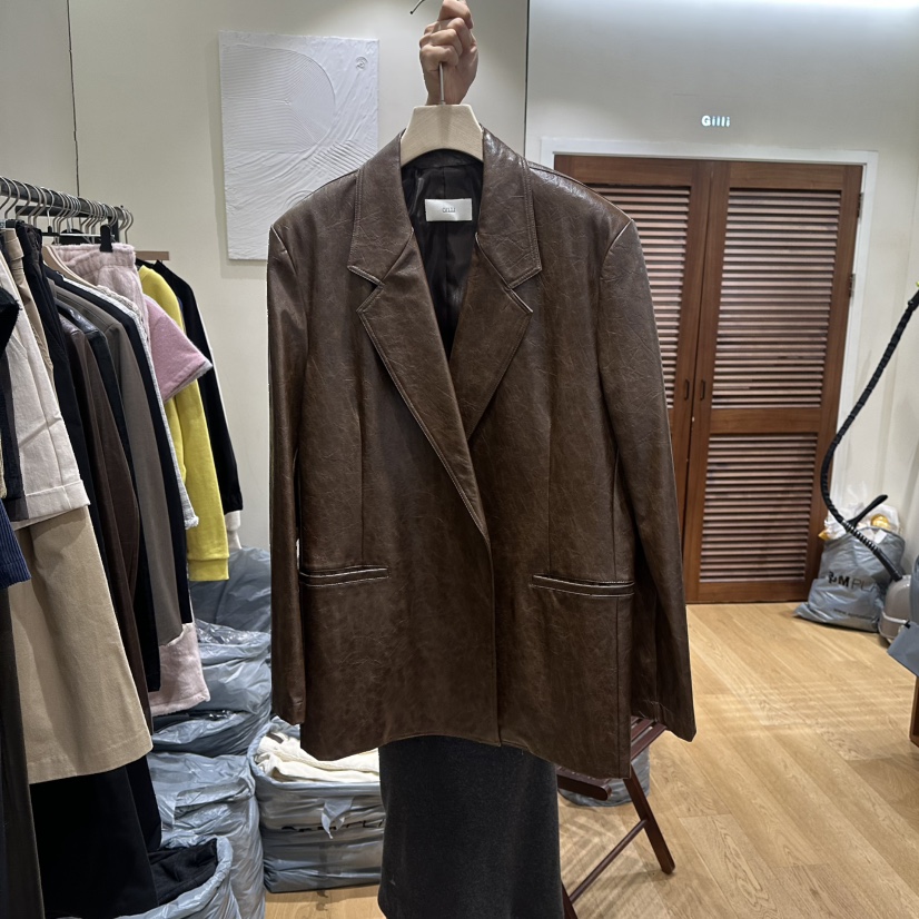 GILLI韓國代購㊣女裝新款休閑職業推薦人氣真品26春夏夾克皮革GILLI夾克圖色2