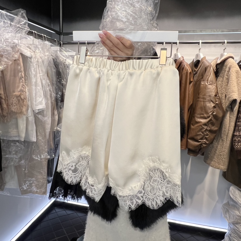 OUS/INCH-L韓國直郵㊣女裝新款推薦真品短褲春款蕾絲緞面OUS/INCH短褲