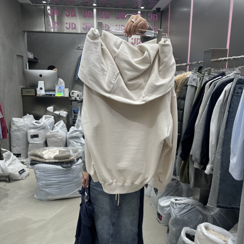 JUDYQUE㊣東大門代購女裝新品推薦26春夏熱賣衛衣春款露肩連帽JUDYQUE衛衣