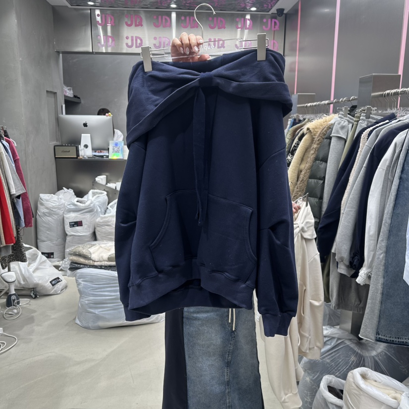 JUDYQUE㊣東大門代購女裝新品推薦26春夏熱賣衛衣春款露肩連帽JUDYQUE衛衣圖色2