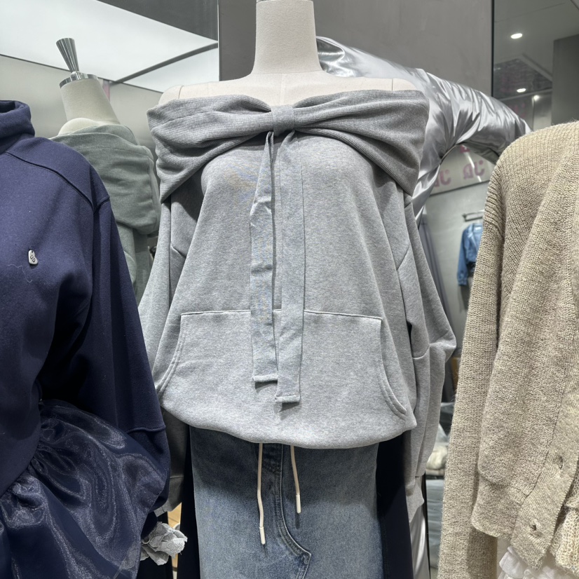 JUDYQUE㊣東大門代購女裝新品推薦26春夏熱賣衛衣春款露肩連帽JUDYQUE衛衣圖色3